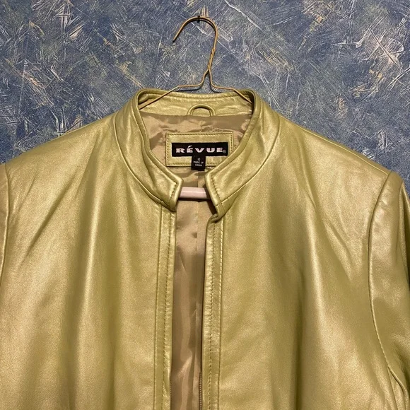 Revue Green Leather Jacket 10 - Picture 8 of 9